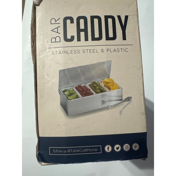 TableCraft H1604 S/S 4 Compartment Bar Caddy Set with Tongs NWT - Picture 4 of 5